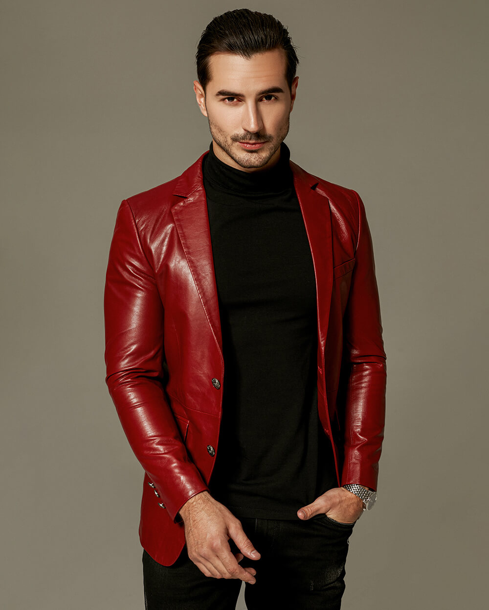 Asymmetrical Zipper Men's Color Block Moto Style Leather Jacket - Jacket  Makers