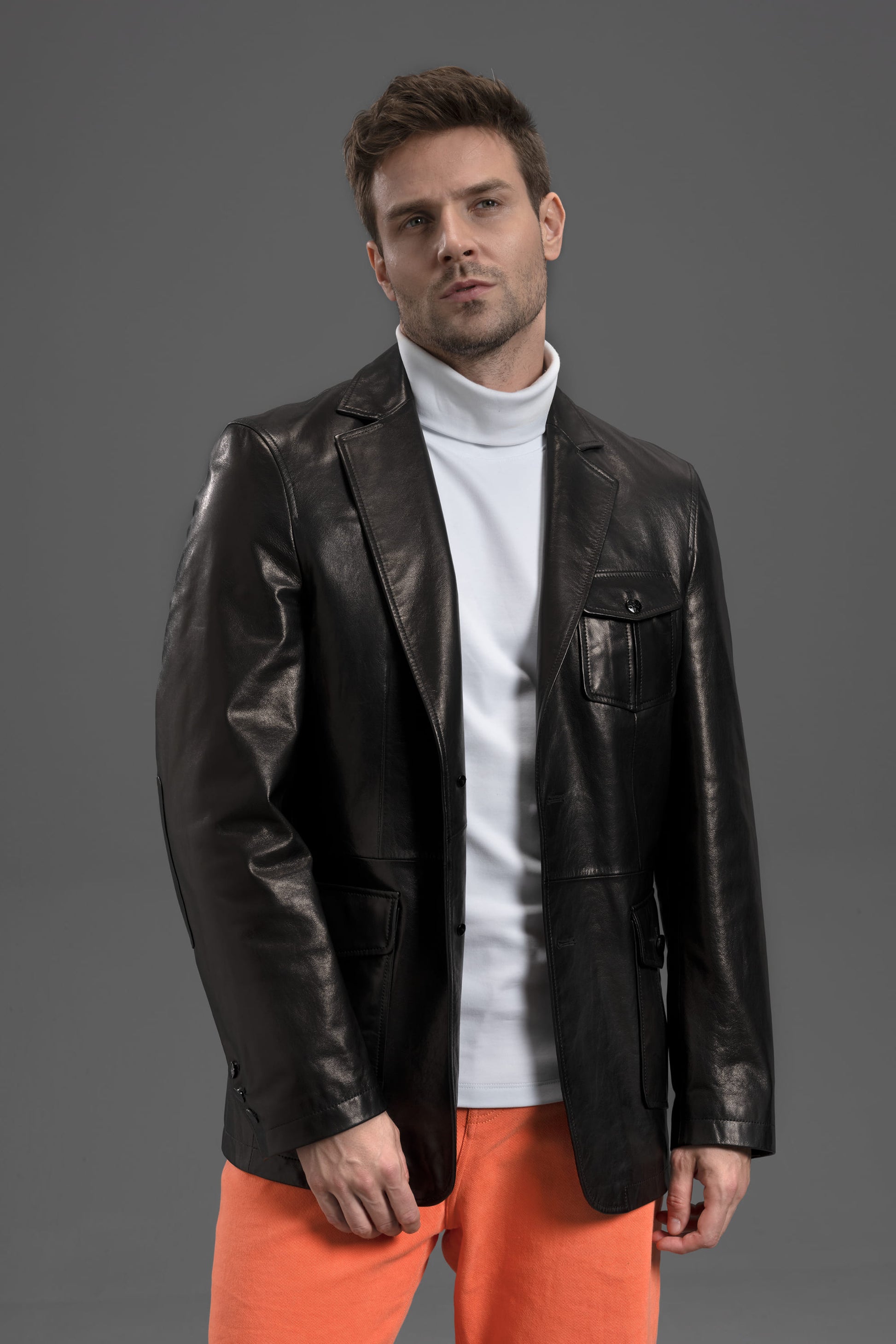 Palaleather Men's Two Button Leather Blazer Jacket