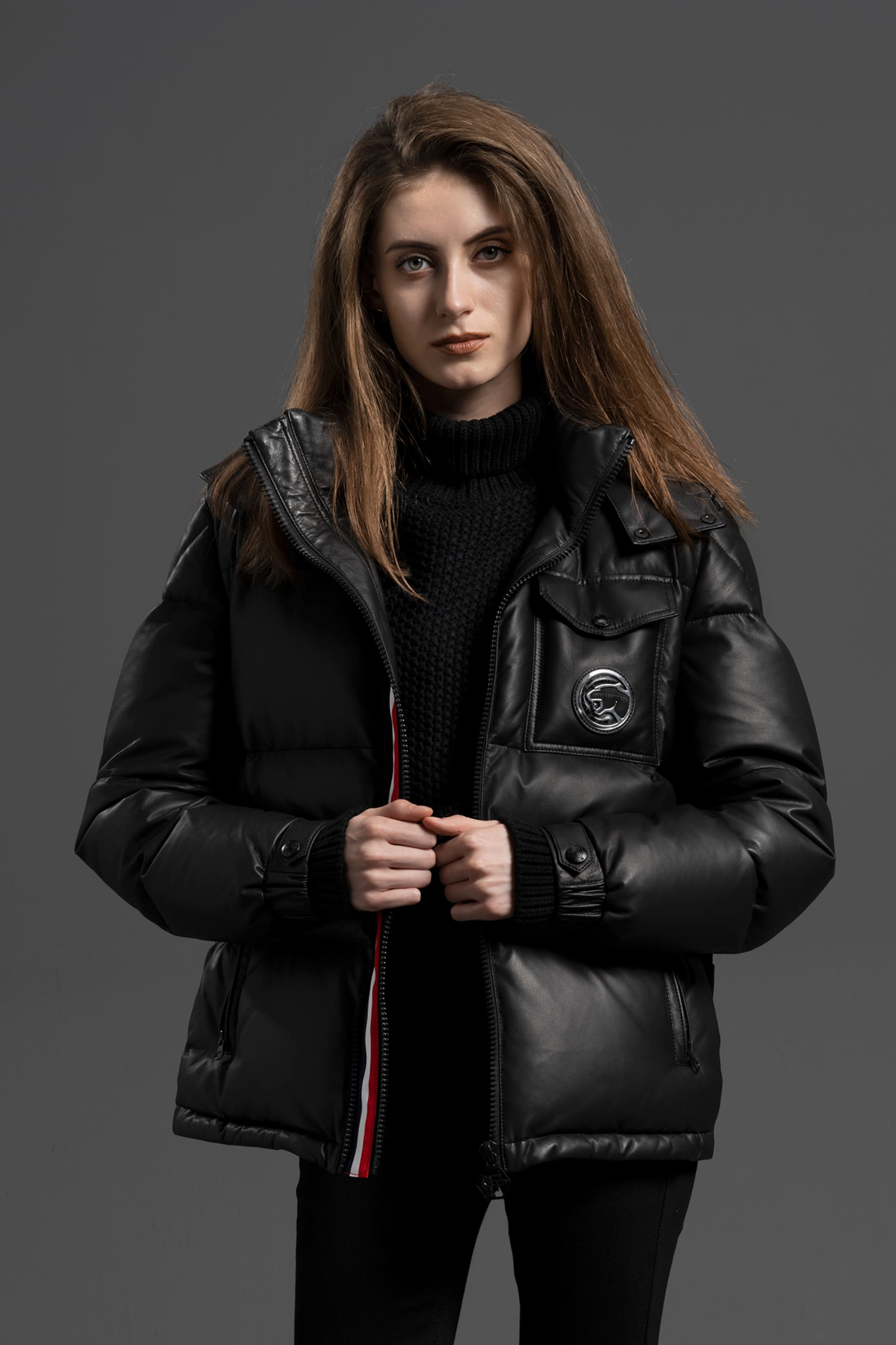 Kaylee Hooded Leather Jacket