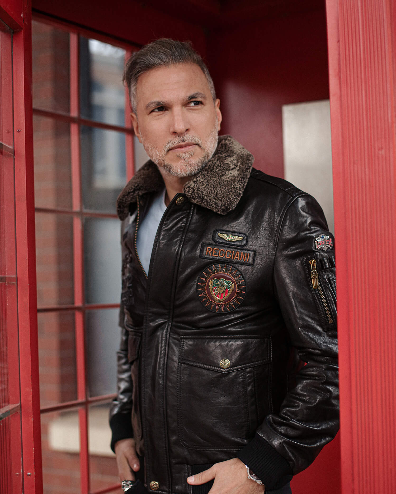 Mens Leather Bomber Jacket with Fur Collar - PalaLeather