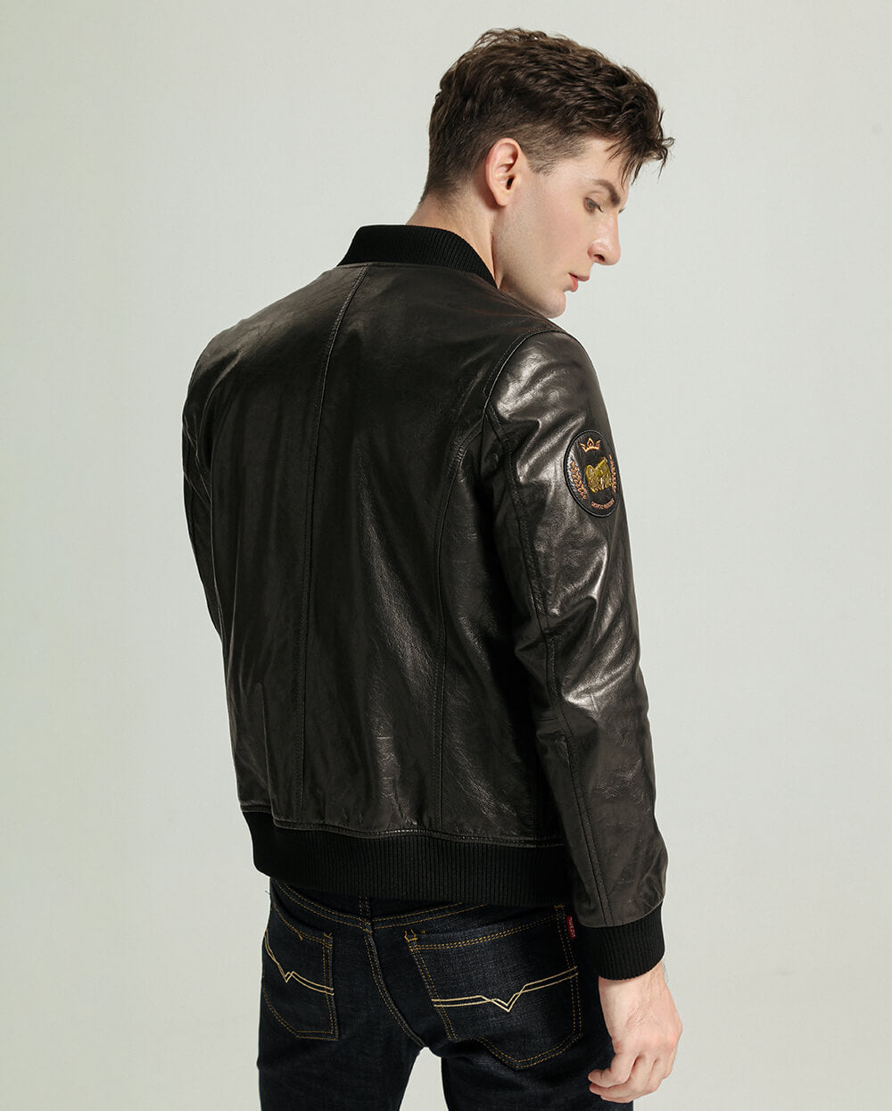 Men's Trendy Black Genuine Leather Baseball Jacket | PalaLeather