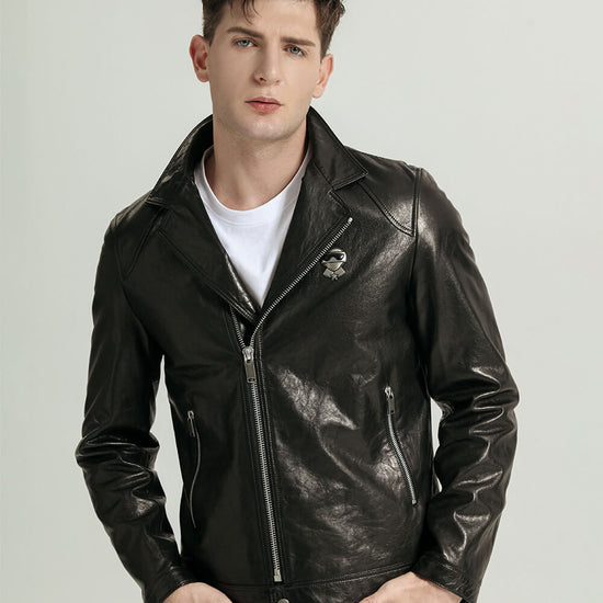 Best Men's Classic Black Genuine Leather Moto Jacket | PalaLeather